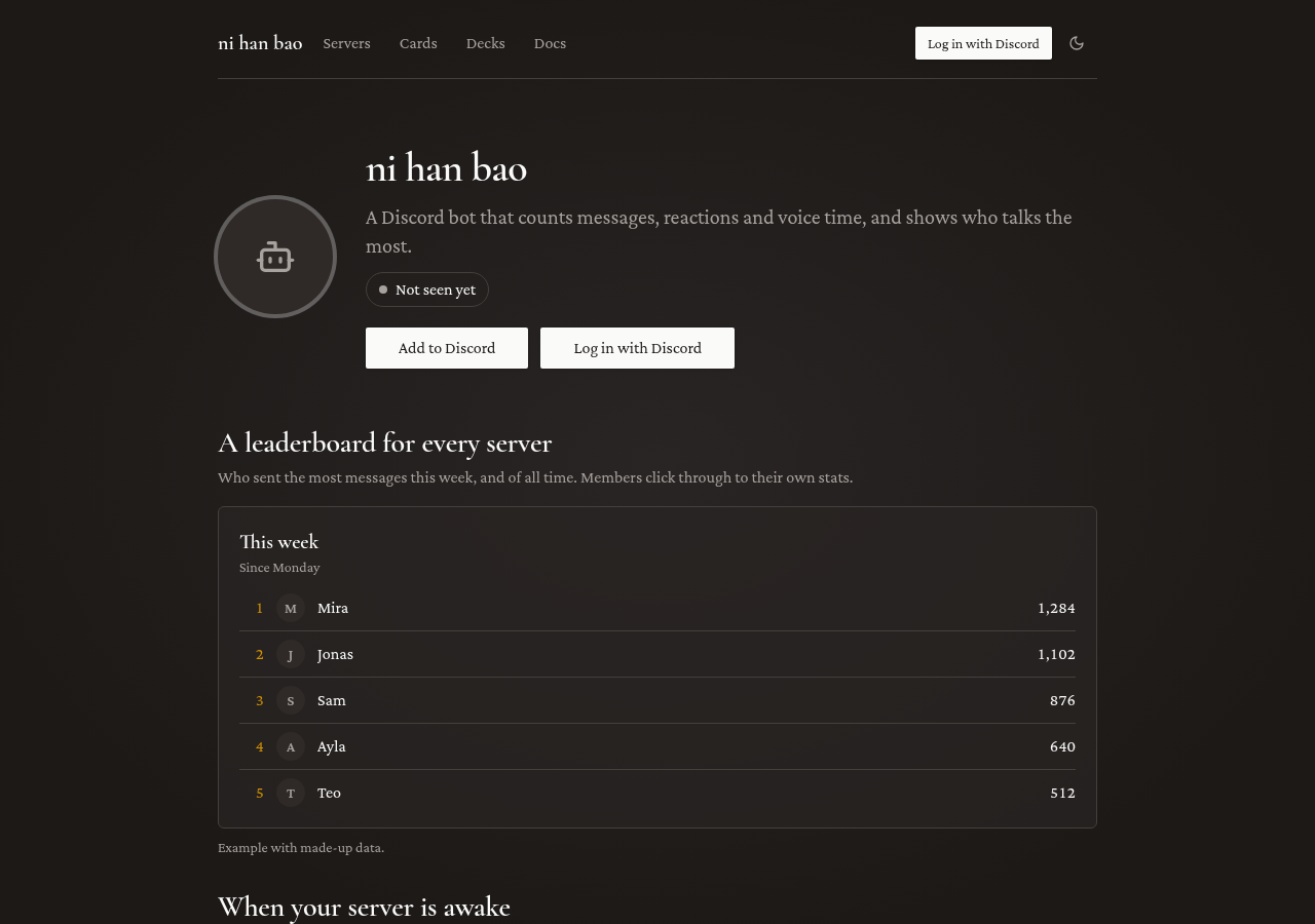 The home page of the site