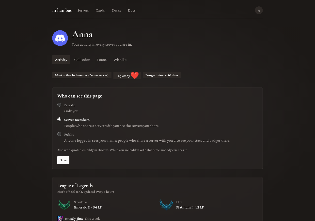 A profile page