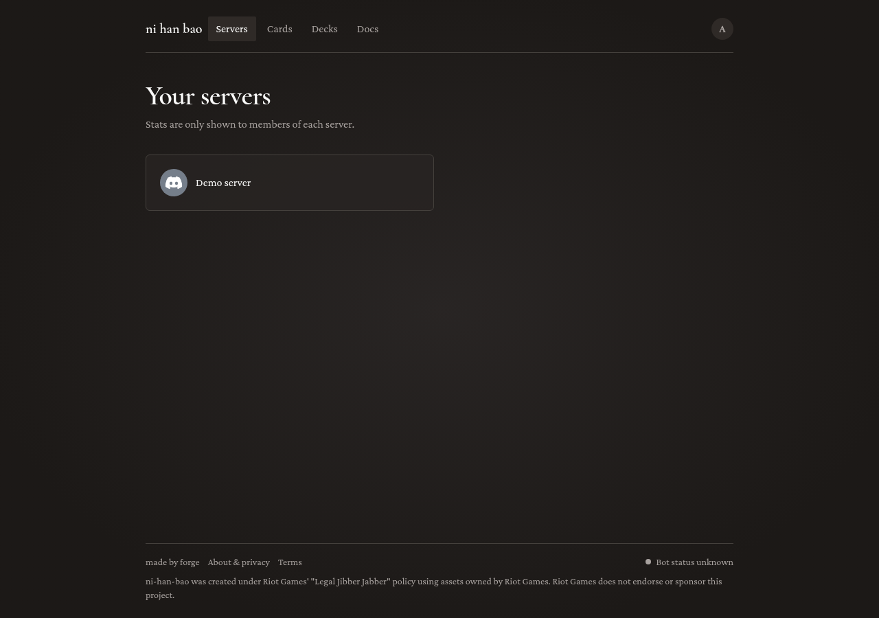Your servers, after logging in